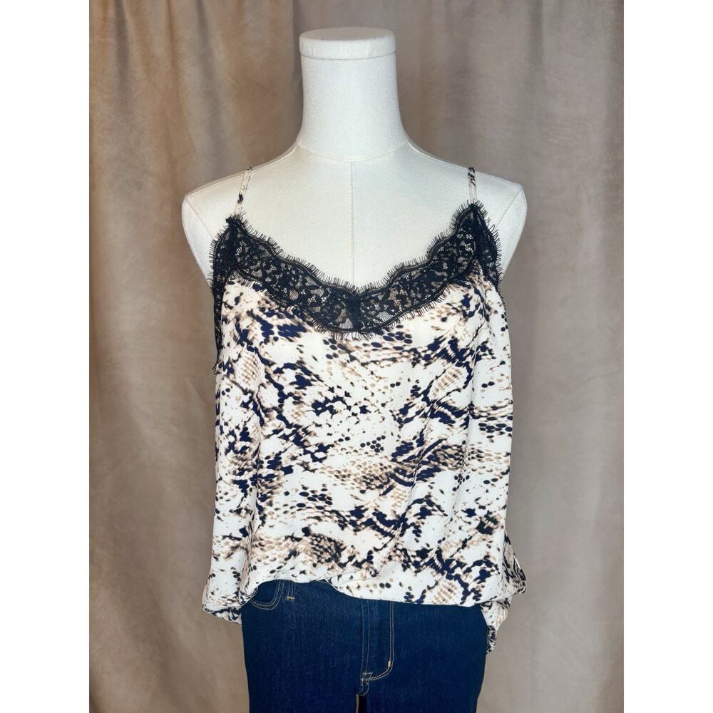 Rachel Zoe Lace Trim Snake Print Cami Tank Women’s Large Chic Boho